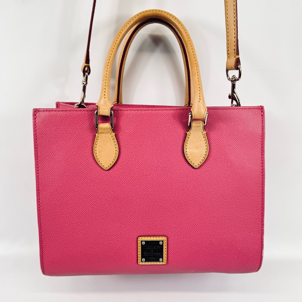 Dooney & Bourke Pink Pebbled Leather Janine Satchel Top Handle w crossbody strap - Picture 16 of 16